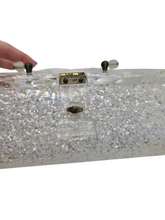 Load image into Gallery viewer, 1950s White and Clear Glitter Lucite Box Bag
