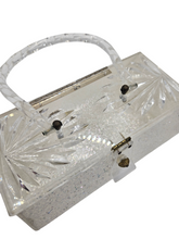 Load image into Gallery viewer, 1950s White and Clear Glitter Lucite Box Bag
