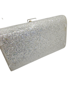 1950s White and Clear Glitter Lucite Box Bag