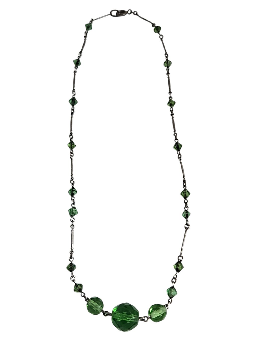 1930s Deco Green Glass Necklace