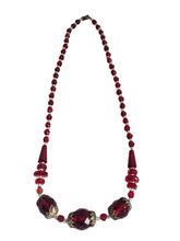 Load image into Gallery viewer, 1930s Czech Red Glass and Gold Necklace
