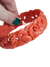 Load image into Gallery viewer, 1940s RARE Coral Pink Squirrel Celluloid Bangle
