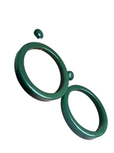 Load image into Gallery viewer, 1940s HUGE Green/Blue Bakelite Door Knocker Hoop Earrings
