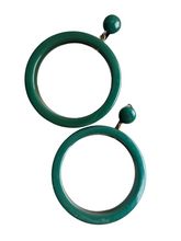 Load image into Gallery viewer, 1940s HUGE Green/Blue Bakelite Door Knocker Hoop Earrings
