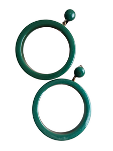 1940s HUGE Green/Blue Bakelite Door Knocker Hoop Earrings