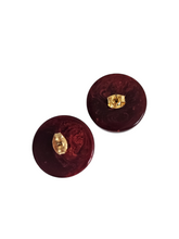 Load image into Gallery viewer, 1940s Burgundy Marbled Bakelite Earrings
