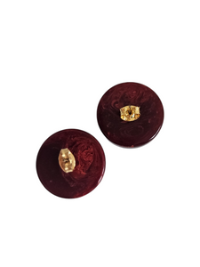 1940s Burgundy Marbled Bakelite Earrings