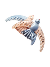 Load image into Gallery viewer, 1940s Coro Pink and Blue Nylon Bird Brooch
