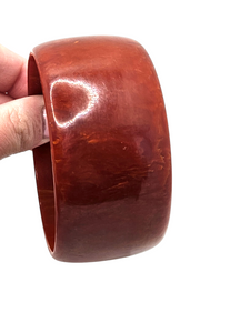 1940s Paprika Red Marbled Chunky Bakelite Bangle