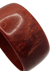 1940s Paprika Red Marbled Chunky Bakelite Bangle