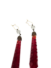 Load image into Gallery viewer, 1930s Deco HUGE Chunky Red Glass Drop Earrings
