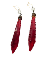 Load image into Gallery viewer, 1930s Deco HUGE Chunky Red Glass Drop Earrings
