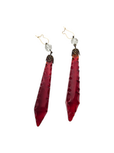 Load image into Gallery viewer, 1930s Deco HUGE Chunky Red Glass Drop Earrings
