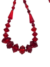 Load image into Gallery viewer, 1930s Deco Red Glass Necklace
