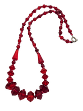 Load image into Gallery viewer, 1930s Deco Red Glass Necklace
