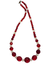 Load image into Gallery viewer, 1930s Red and Clear Glass Necklace
