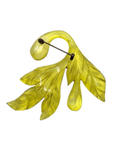 Load image into Gallery viewer, 1940s Yellow Carved Lucite Leaf Brooch
