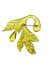 Load image into Gallery viewer, 1940s Yellow Carved Lucite Leaf Brooch
