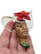 Load image into Gallery viewer, 1940s Rare Elzac Lucite Curved Hat Lady Brooch
