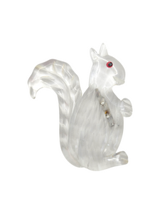 1940s Rare Carved Lucite Squirrel Brooch