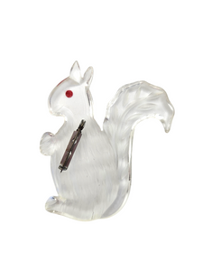 1940s Rare Carved Lucite Squirrel Brooch