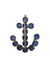 Load image into Gallery viewer, 1940s Blue Glass Anchor Brooch
