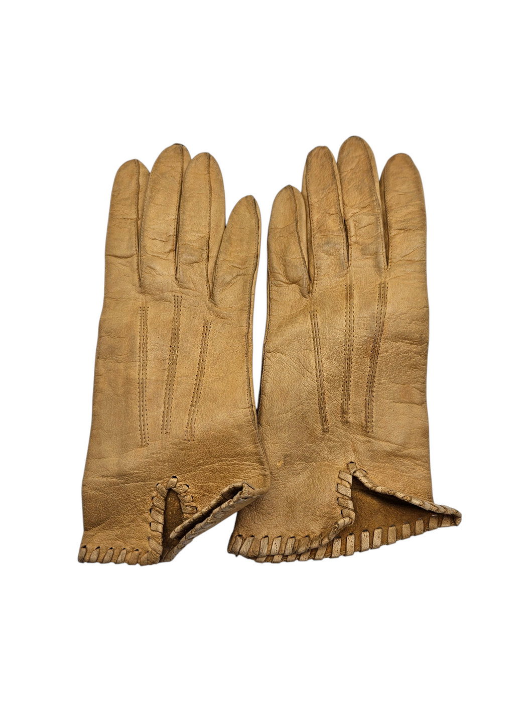 1940s Dark Beige Leather Gloves