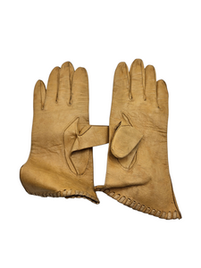 1940s Dark Beige Leather Gloves