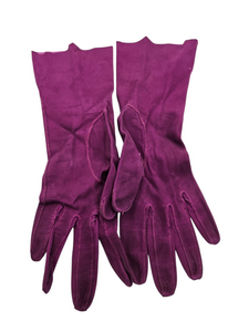 1940s Fuschia Pink Suede Bag and Gloves Set