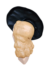 Load image into Gallery viewer, Late 1940s Black Velvet Scalloped Halo Hat
