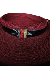 Load image into Gallery viewer, 1940s Dark Red and Black Raffia/Straw Tilt Hat
