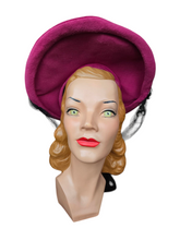 Load image into Gallery viewer, 1940s/1950s Bright Pink Halo Hat With Black Netting
