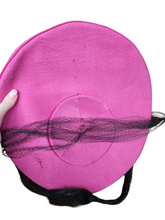 Load image into Gallery viewer, 1940s/1950s Bright Pink Halo Hat With Black Netting
