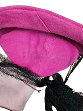 Load image into Gallery viewer, 1940s/1950s Bright Pink Halo Hat With Black Netting
