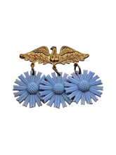 Load image into Gallery viewer, 1940s World War Two US Eagle and Celluloid Flower Brooch
