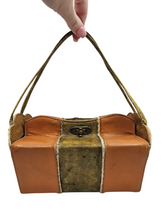 Load image into Gallery viewer, 1940s/1950s Orange, Cream, Tan and Green Snakeskin Box Bag
