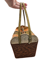 Load image into Gallery viewer, 1940s/1950s Orange, Cream, Tan and Green Snakeskin Box Bag
