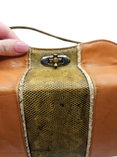 Load image into Gallery viewer, 1940s/1950s Orange, Cream, Tan and Green Snakeskin Box Bag
