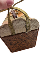 Load image into Gallery viewer, 1940s/1950s Orange, Cream, Tan and Green Snakeskin Box Bag
