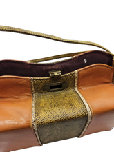 Load image into Gallery viewer, 1940s/1950s Orange, Cream, Tan and Green Snakeskin Box Bag
