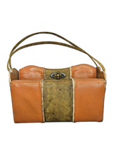 Load image into Gallery viewer, 1940s/1950s Orange, Cream, Tan and Green Snakeskin Box Bag
