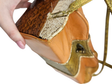 Load image into Gallery viewer, 1940s/1950s Orange, Cream, Tan and Green Snakeskin Box Bag
