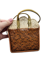 Load image into Gallery viewer, 1940s/1950s Orange, Cream, Tan and Green Snakeskin Box Bag
