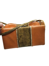 Load image into Gallery viewer, 1940s/1950s Orange, Cream, Tan and Green Snakeskin Box Bag
