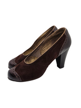 Load image into Gallery viewer, 1940s Brown Suede and Leather Court Shoes
