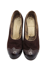 Load image into Gallery viewer, 1940s Brown Suede and Leather Court Shoes
