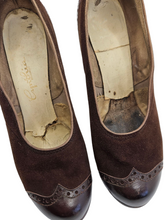 Load image into Gallery viewer, 1940s Brown Suede and Leather Court Shoes
