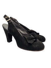 Load image into Gallery viewer, 1940s Brown/Black Bow Slingback Shoes
