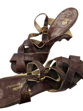 Load image into Gallery viewer, 1940s Brown Mock Croc Platform Sandals
