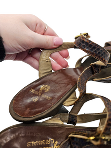 1940s Brown Mock Croc Platform Sandals